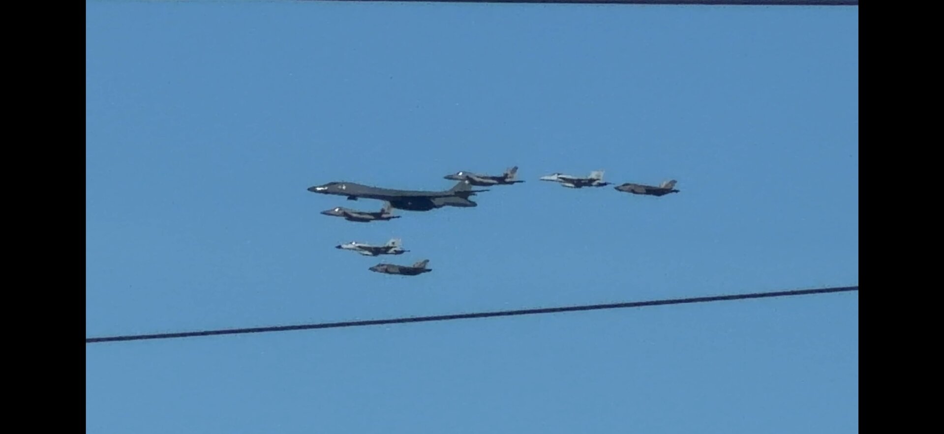 Rockwell (main, plus various other manufacturers for fighters) B-1B Lancer (main bomber); likely F-16, F-15, and/or F-35, possibly others as fighter escorts